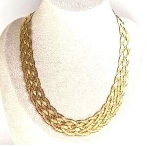 Milor Italy 925 Sterling Silver Gold Vermeil Woven Reversible Necklace 18" 39.3g